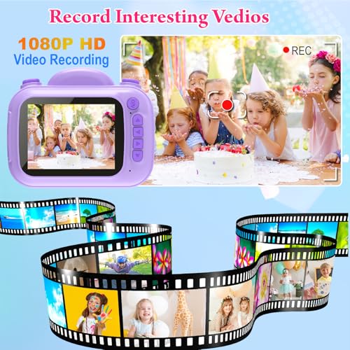 Image of Kids Camera Instant Print, 3.5'' Kids Digital Camera Instant with 1080P HD Photos & Videos, Christmas Birthday Gifts for Girls Boys Age 3-12 (Purple)