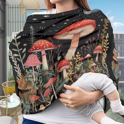Image of Youngerbaby Mushroom Nursing Cover Carseat Canopy Car Seat Covers for Babies Mom Breastfeeding Scarf Infant Multi Use Cover for Baby Stroller Shopping Cart Feeding High Chair