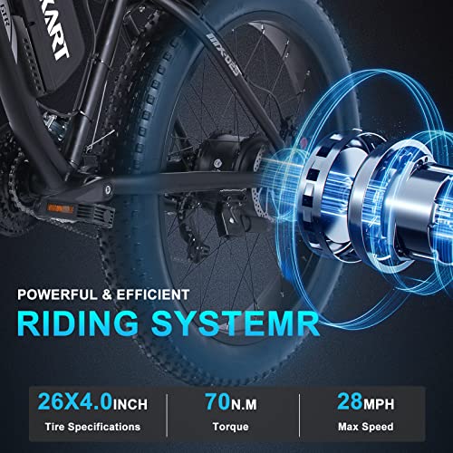 Image of Electric Bikes 1000W Off-Road Fat Tire E-Bike,with Removable Lithium Ion Battery,3.5 inch LCD Display and Rear Seat (Black)