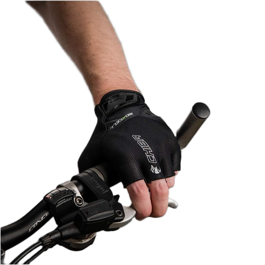 Chiba BioXCell Air | Guantes de Verano para Bicicleta para Hombre y Mujer | Ajuste elástico y ventilación de Malla Airmesh | BioXCell Acolchado de Gel | Práctico Clip fácil y Quickpull
