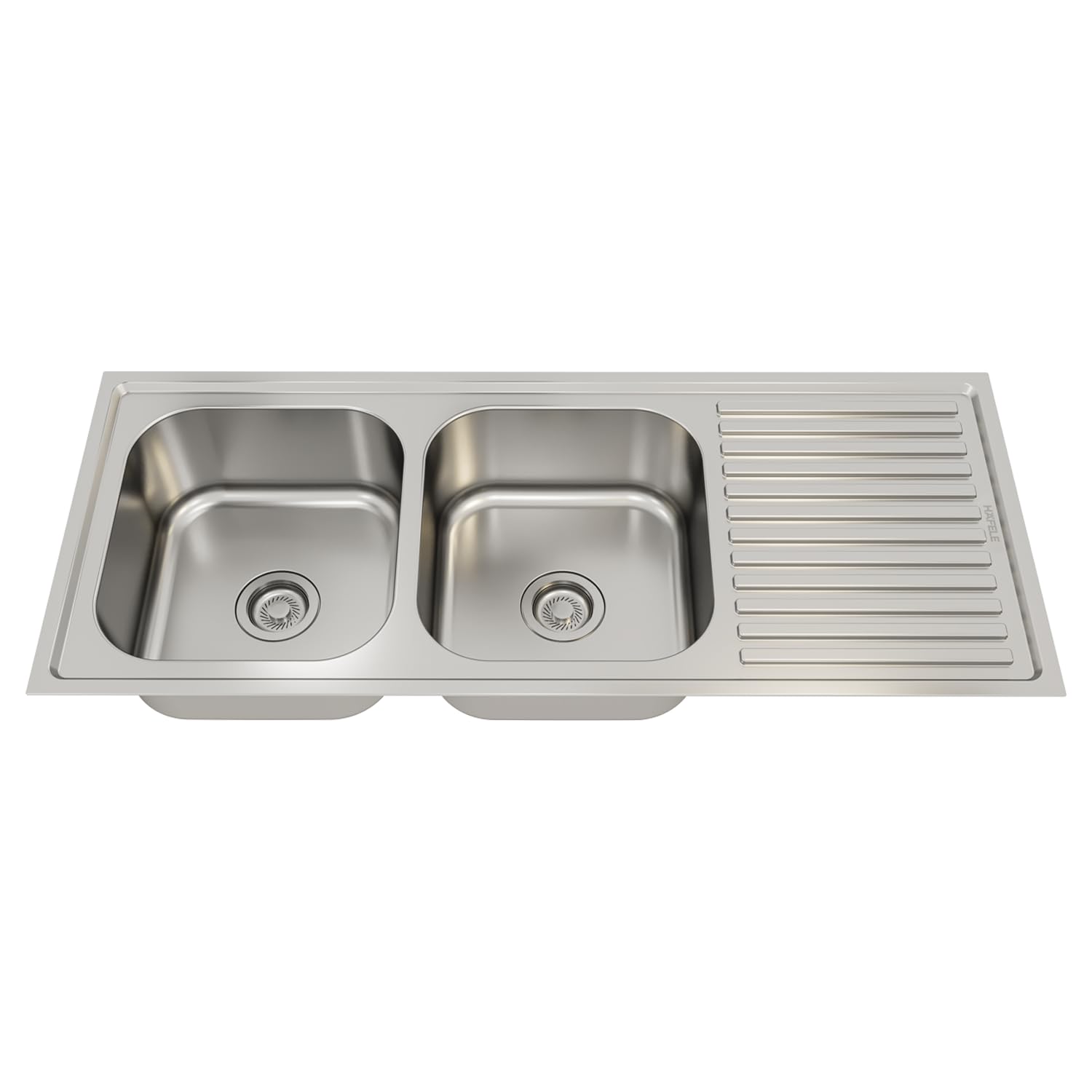 Hafele Orion 4720 Stainless Steel Double Bowl Kitchen Sink with Drainer Board | 47x20 Inches | 304 Grade Steel | Satin Finish | Dual Bowl + Draining Area | Premium Kitchen Sink-image-7