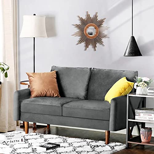 Image of Hessville 56.3'' Upholstered Loveseat 2 Seater Sofa Settee Couch for livingroom Bedroom Office Hotel guestroom (Grey)