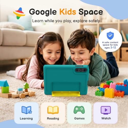 Image of Kids Tablet 10 inch, Android 16 Tablet for Kids with Case, Green