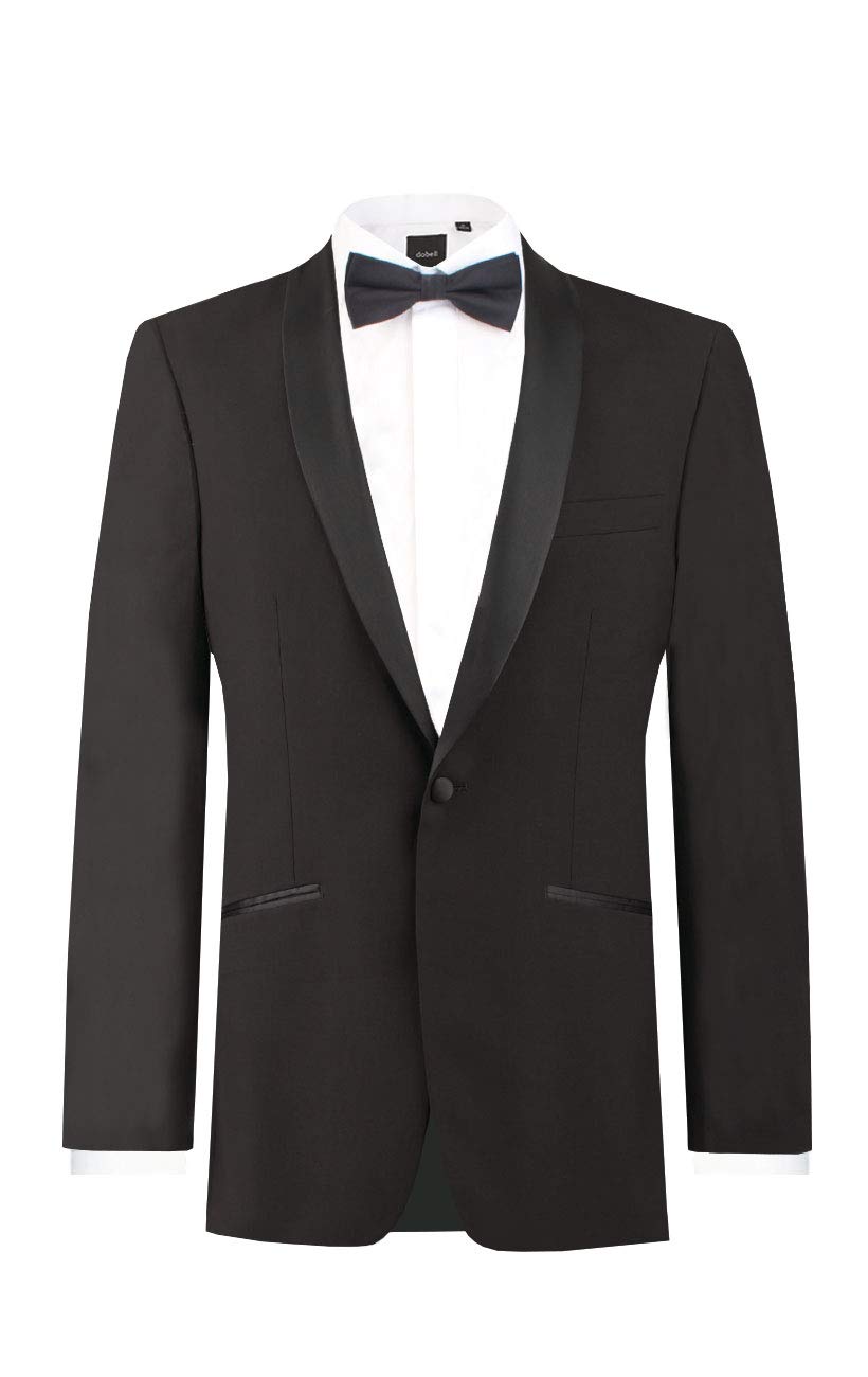 DobellMens Black Tuxedo Dinner Jacket Regular Fit Shawl Lapel