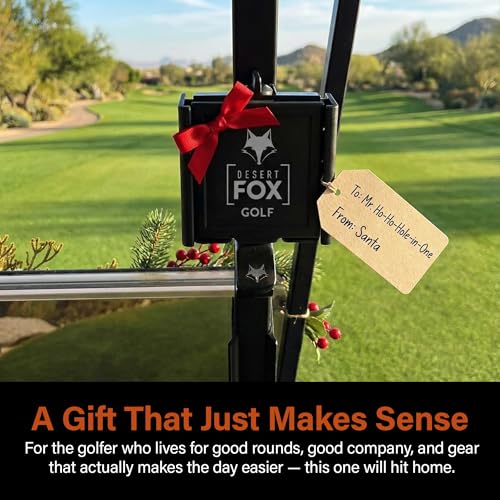 Image of DESERT FOX GOLF Phone Caddy and Cigar Holder - Adjustable Cart Mount With Secure Clip - Hands-Free GPS & App Access - Fits All Phones (Black)