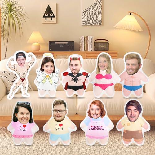 HOME'S FRIEND Personalisiert Kissen mit eigemen Foto,3D Gesicht Kissen Personalisiert 10/20/30/50/75 cm,Foto-Kissen Bedrucken Lassen,Lustige FOTOGESCHENK Für Freund