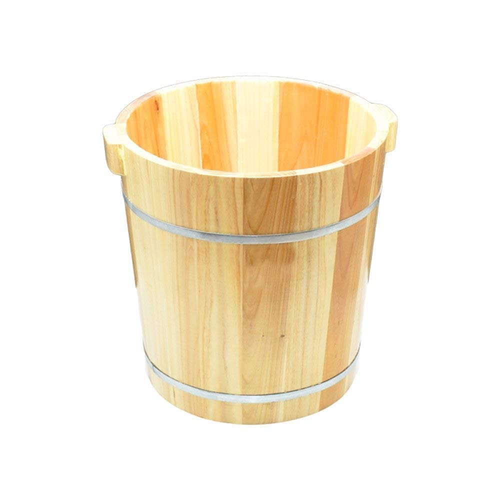Wiadro do kąpieli stóp z naturalnego drewna, basen do pedicure, beczka do kąpieli stóp, pedicure dla dorosłych, grube lite drewno, 40 cm, kąpiel stóp, masaż, spa, sauna, urodziny, wygodne