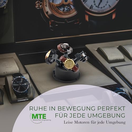 MTE Bewegungstechnik Uhrenbeweger (WTS 4 Weiß) bis zu 4 Uhren – Elektronisch gesteuerte Rotation und Pausen – Uhrenbeweger für Automatikuhren – leiser Watch Winder – Made in Germany