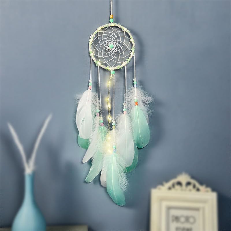 Indian Style Dream Catcher - Handmade Feather Wall Hanging Decor for Kids Bedroom, Girls & Boys Gift