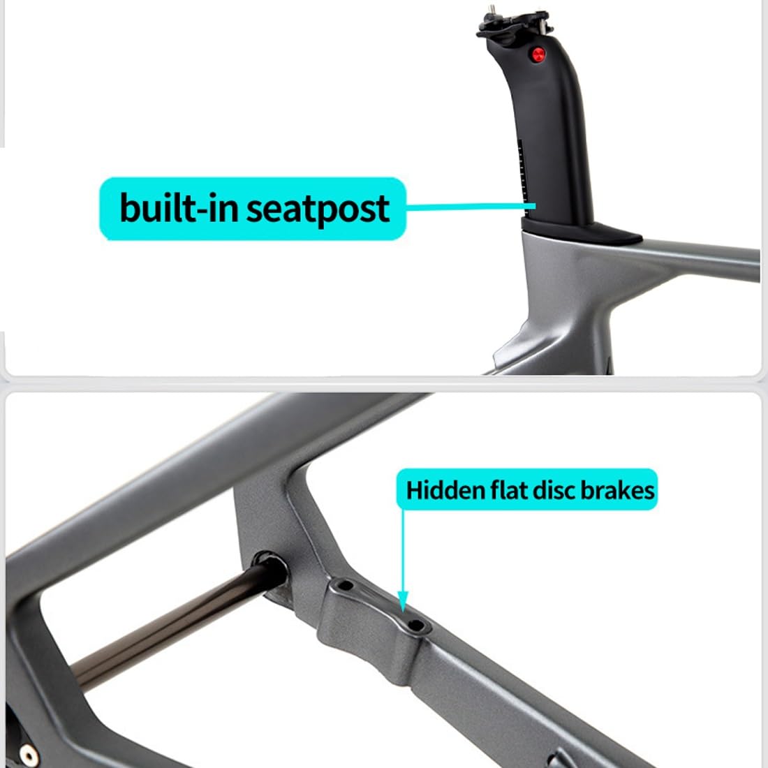 Carbon Fiber Road Bike Frame Set Disc Brake Thru Axle Breaking Wind Racing Frame 43.5/46/48/50/52/54/56CM Internal Routing (Color : Giallo, Size : 46CM