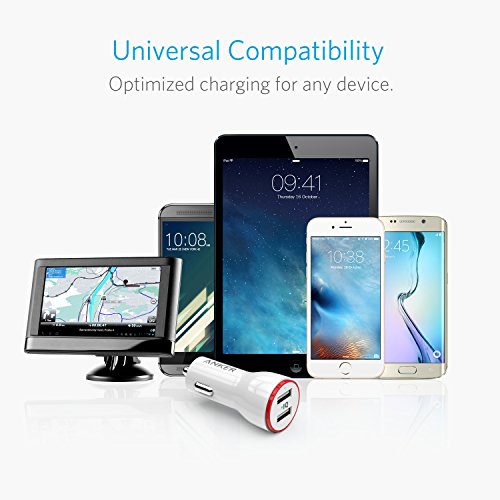 Anker 24W Dual Usb Car Charger, Powerdrive 2 For Iphone X / 8/7 / 6S / Plus, Ipad Pro/Air 2 / Mini, Note 5/4, Lg, Nexus, Htc, And More #TOP3