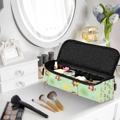 Bolsa de viaje para herramientas de cabello con tapete resistente al calor, organizador para planchas, rizadores y alaciadoras con diseño de mono divertido para mujer miniatura 7