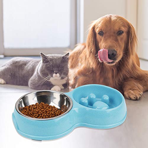 最安値 犬 食器 犬猫用ボウル ペット食器 早食い防止 スローフード 健康志向 胃腸や身体への負担軽減でき 食事滑り止め ステンレス ペット 皿 食器 台の価格比較