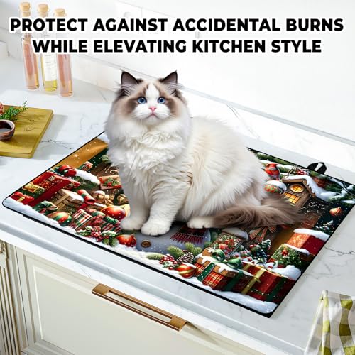 Image of Christmas Stove Top Cover Snowman Stove Top Cover for Home Decoration Kitchen Pad Non-Stick Washable Cooktop Covers Countertop Protector Keep Stove Clean 28 inchx20 inch (Snowman-3)