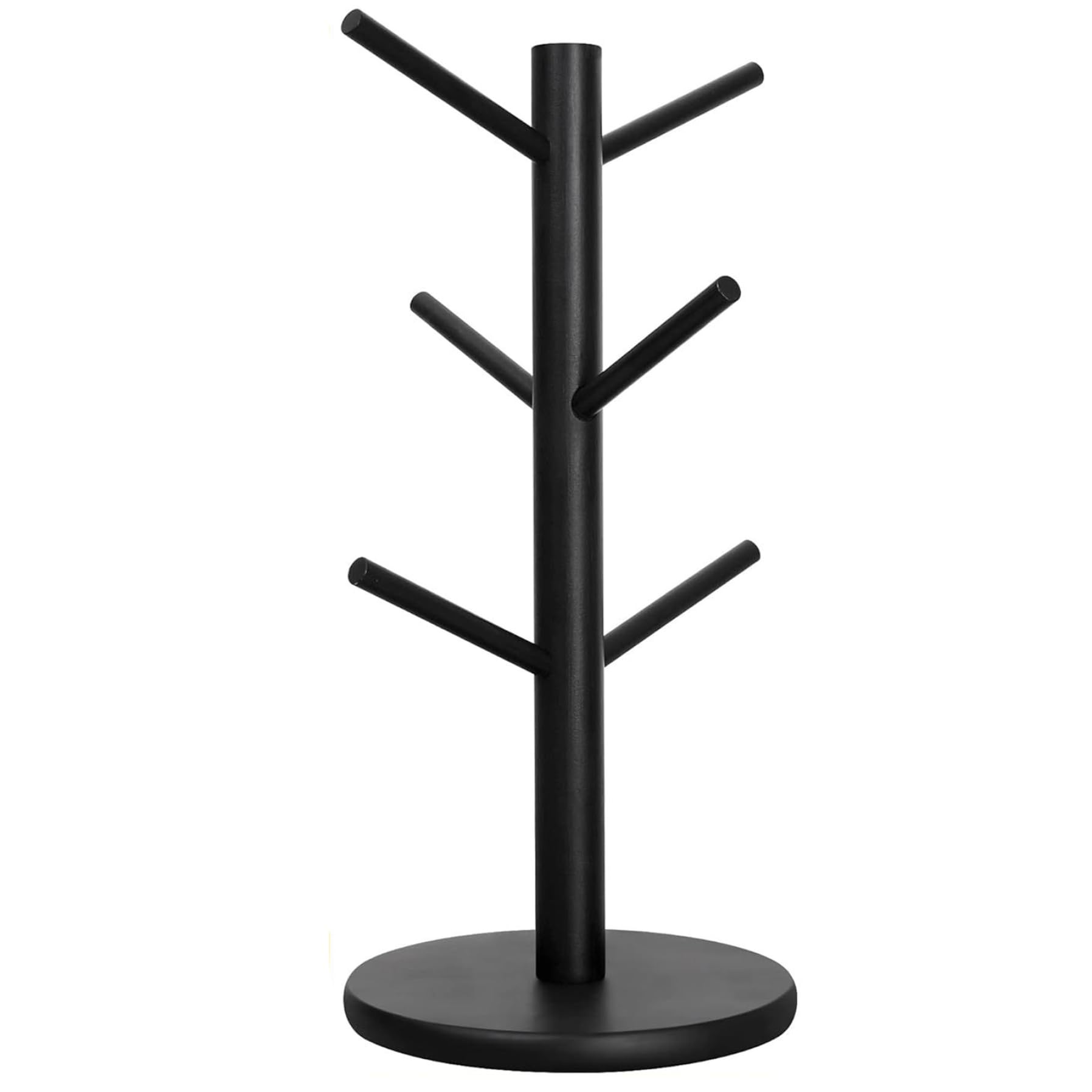 JZLEJC Cup Holder, 6x14 Inch Wooden Mug Tree with 6 Hooks, Non-Slip Multi-Purpose Holder for Coffee Bar, Kitchen
