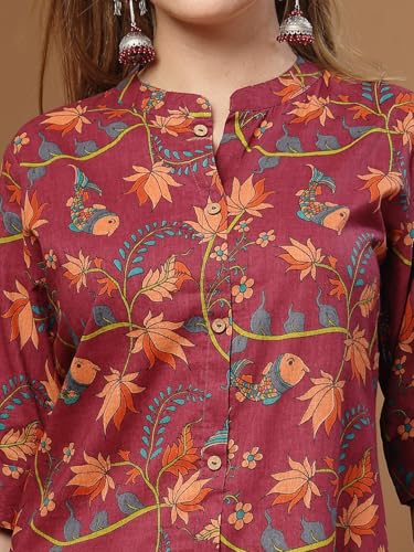 Image of Stylum Women's Pink Floral Printed Rayon A-Line Kurta