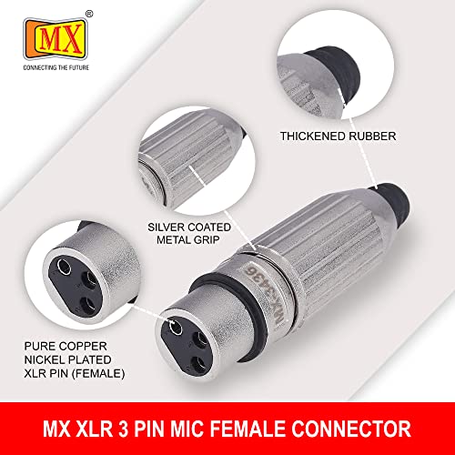 Image of MX 3 Pin XLR connector Microphone Connector pin Pure Copper Nickel Plated Pins1 for High Conductivity microphone cable connector PERENT (3 Pin silver, Pack of 10, Female Connector)