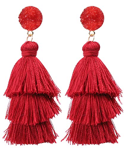Rave Envy Colorful Tassel Earrings for Women - Layered Tassle Earrings - Choice of Color