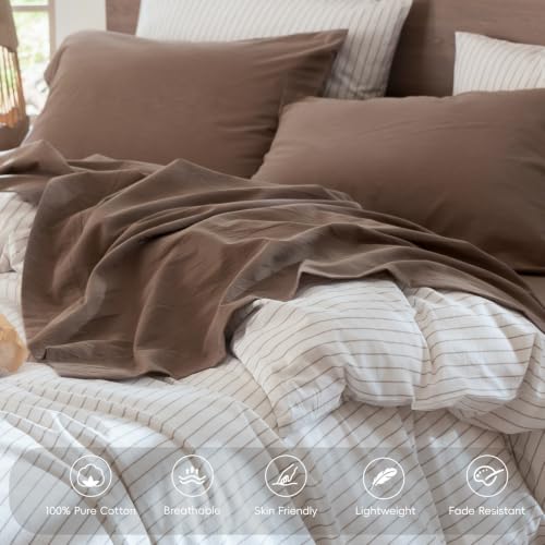 Image of MooMee Sheet Set 100% Washed Cotton Linen-Like Extra Deep Pocket Queen | Relaxed Linen-like Texture. Soft, Breathable & Lightweight Comfort. 15-19 inch Extra Deep Pocket with All-around Elastic