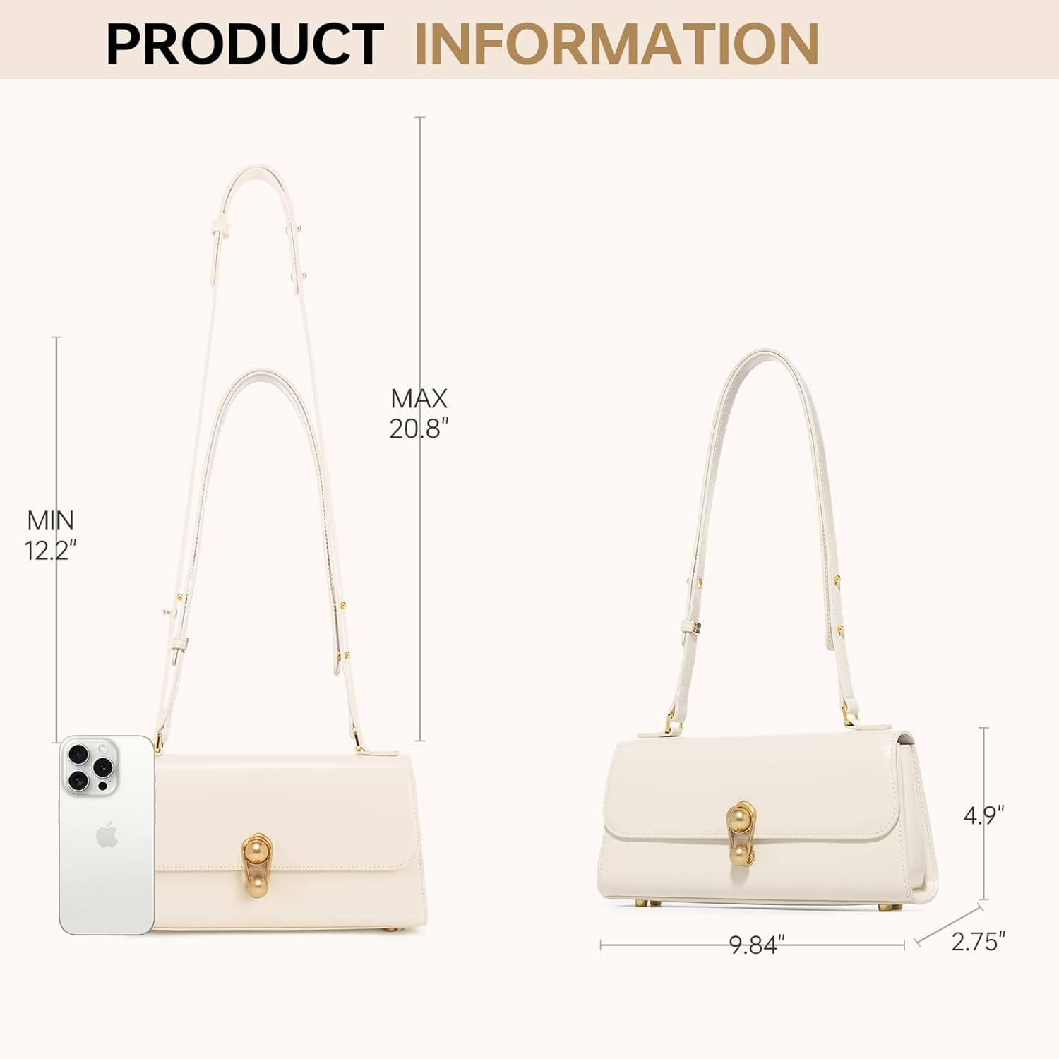 LAFESTIN Leather Shoulder Bag for Women, Small Handbag Purses with Adjustable Strap Designer Cute Crossbody - Image 3