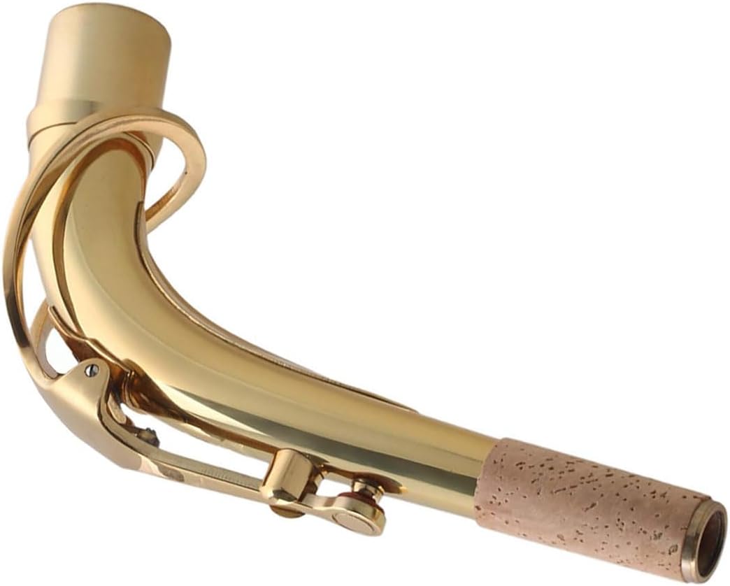24.4mm Brass Saxophone Bend Neck Instrument Connector Assembly for Alto Saxophones Port Gold
