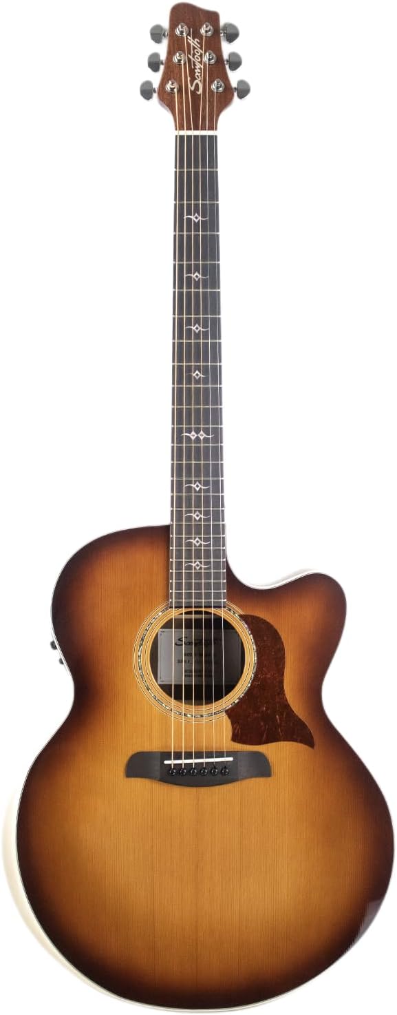 Sawtooth Acoustic Guitar – Jumbo Cutaway 24 Fret Acoustic Electric Guitar with Red Cedar Top and Australian Blackwood Back and Sides