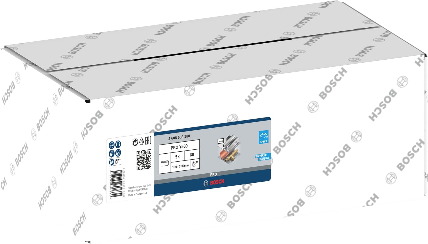 Bosch 5x Nastro abrasivo PRO Y580 (per Acciaio inossidabile, Ø 90 mm, Grano 60, Professional Accessorio Levigatrice a rullo)