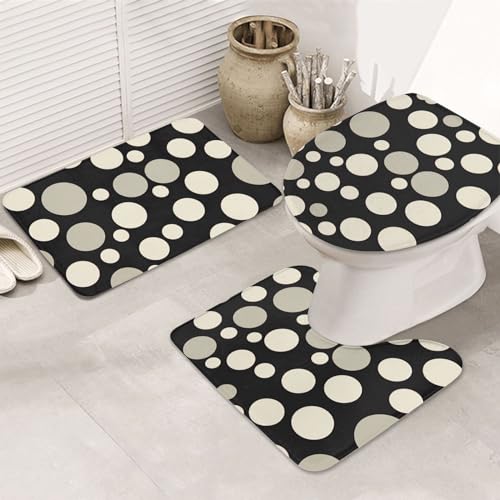 YoupO WC-Deckelbezug mit Punktemuster, saugfähig, U-förmig, 3-teilig