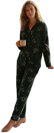 Lela Standart Fit Düğmeli Polarlı Pijama Takımı Bayan PİJAMA TAKIMI 6095616