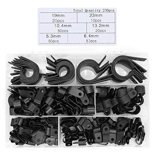 Yuhtech 200Pcs Pinces en Plastique P Clips Colliers de Fixation de Tubes en Plastique Nylon