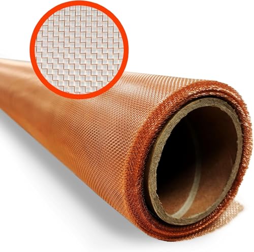99.999% Pure Copper Mesh Screen Roll 36-in x 100-ft - Conductive Metal for Laboratories Protective Cages - Garden Mesh to Keep Animals Away - Crafting & Sculpting Mesh