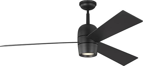 Monte Carlo 3ALBR60MBKD Alba - Ventilador de techo de 60 pulgadas con luces LED y control remoto, 3 cuchillas, color negro medianoche