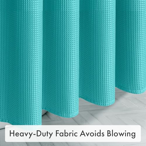 Image of AmazerBath Teal Shower Curtain Waffle Textured, Turquoise Shower Curtains for Bathroom, Thick Fabric Heavy Duty 240GSM, Hotel Quality Bathroom Shower Curtains, Premium Polyester, 72 x 72 Inches