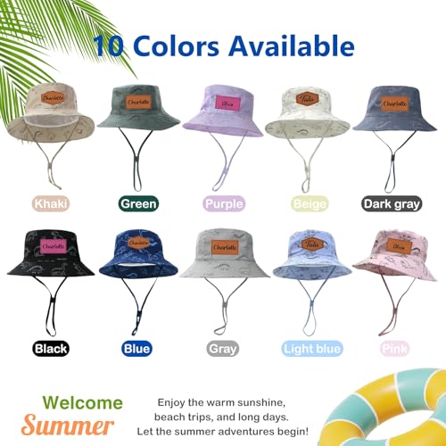 Personalized Dinosaur Baby Bucket Hat – Custom Name Toddler Sun Hat with Wide Brim, UPF 50+ Summer Hat for Boys & Girls4