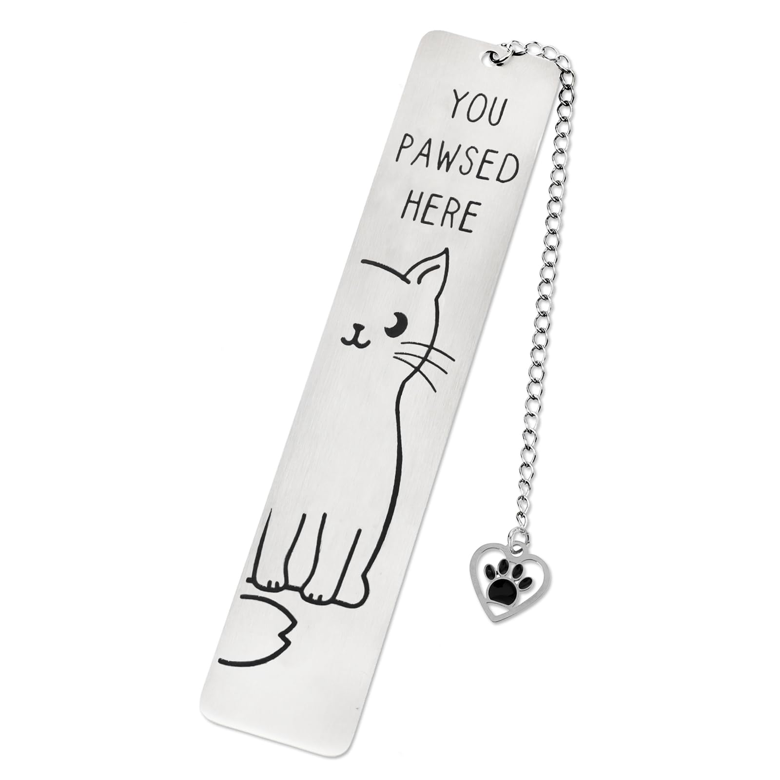 Lot De 2 Marque-pages En Métal Forme Chat - Acier Inoxydable Argenté - Longueur 11,9 Cm - Cadeau Pour Lecteurs