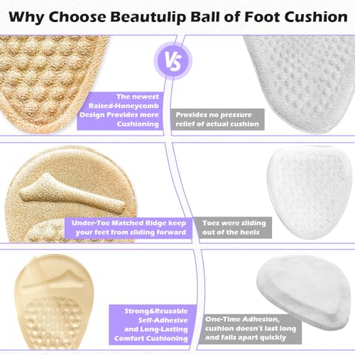 Image of Metatarsal Pads Women: Invisible Ball of Foot Cushions for Heels | Relieve foot pain & stop sliding! Our invisible, reusable heel cushions offer all-day comfort without adding bulk(2 Pairs)