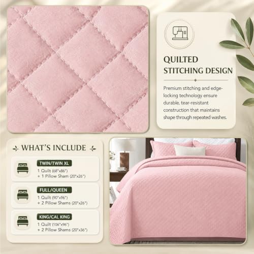 SunStyle Home King Quilt Bedding Set, Lightweight Summer Bedspreads,Pink by SunStyle Home - Used condition - Image 8