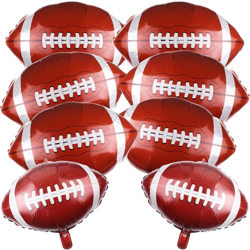 Ballons de Rugby, 8 Pièces Ballons en Aluminium Football Marron, XXL Ballon Anniversaire Football, Décorations de Fête de Rugby, Fournitures de Fête de Football pour Enfant Anniversaire Décoration