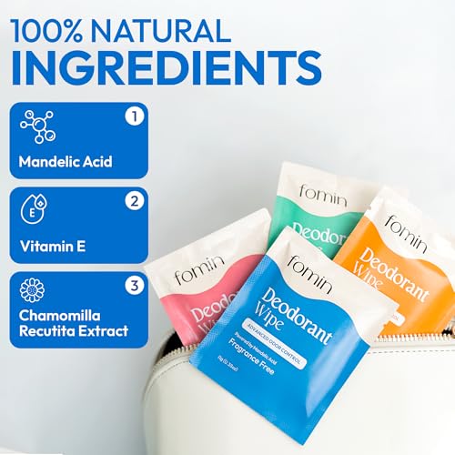 FOMIN Acidified Deodorant Wipes for Women & Men - 50 Count Fragrance Free by FOMIN - Used condition - Image 6