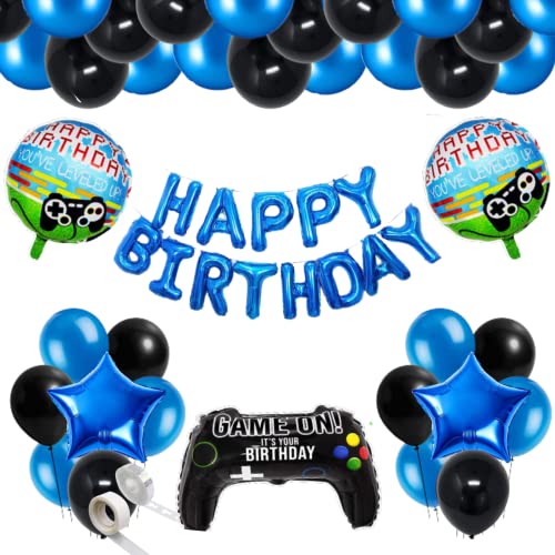 Image of 48 pcs Latex Happy Birthday Game on Decoration Gaming 10th Birthday Decoration for Boys Game Theme Balloon Arch Garland Kit Gamers Party Supplies (Pack of 48, Multicolor)