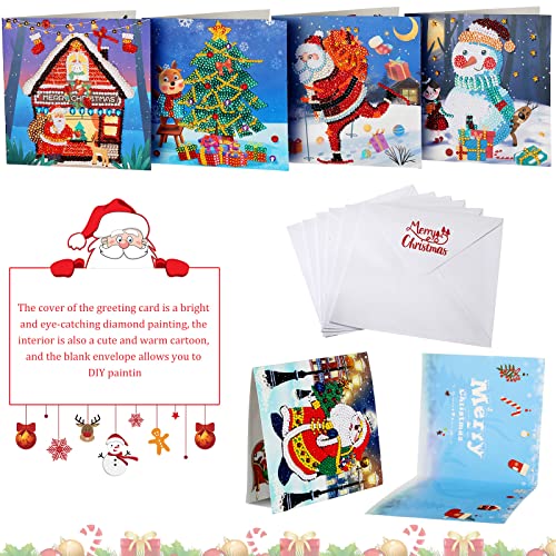 24 Pieces Diamond Painting Christmas Cards 5D Diy Christmas Greeting Cards Christmas Diamond Painting Kits Diamond Art Christmas Cards For Holiday Craft Friends Adults Kids Card Making, 12 Styles #TOP2