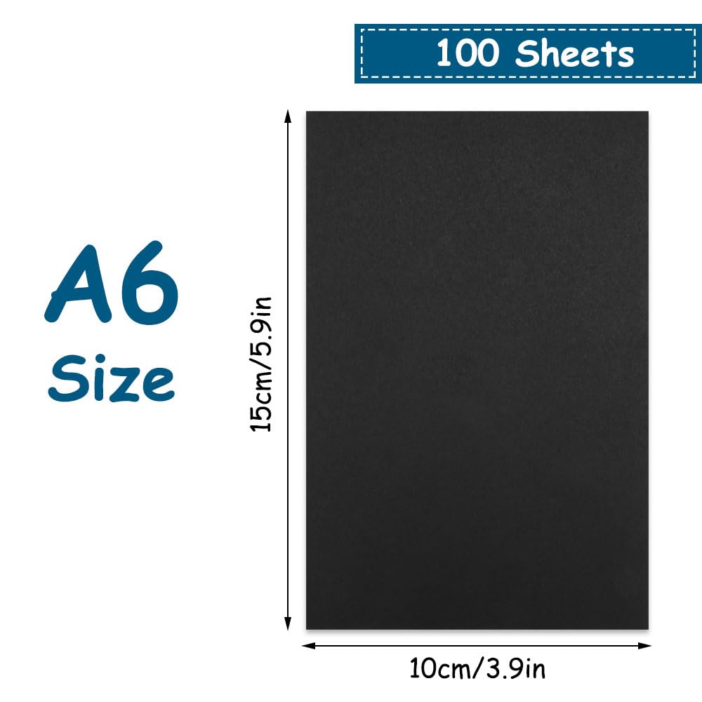 100 Feuilles Papier Cartonné Noir A6 300g – Papier Noir Craft Pour Scrapbooking, Cartes, Invitations, Bricolage