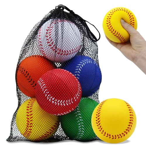 Magicorange Foam Baseball 6 Pack 11 inch Foam Softballs for Beginner Soft Training Baseballs for Hitting Practice Batting Pitching Unmarked ((Multicolored)