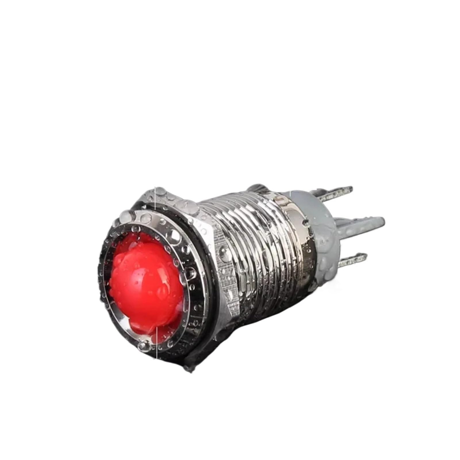 10 sztuk metalowych lampek LED 16 mm AC/DC 3~220 V IP65 wodoszczelna lampa sygnalizacyjna z 2-biegunowym przyłączem lutowanym (czerwone światło, 12 V-24 V)