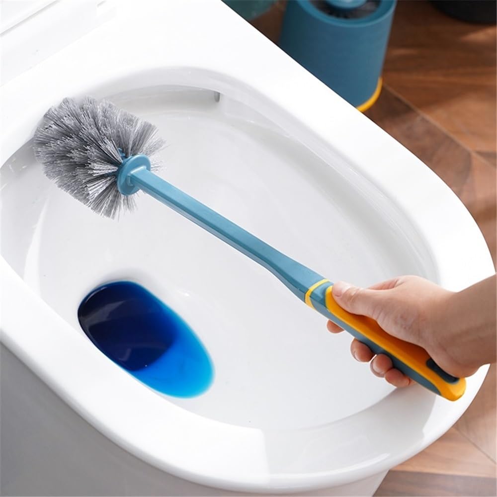 À Long Manche Brosse de Toilette Domestique, Brosse Salle Bain sans Perforation, Ensemble Nettoyage à Long Manche carré pour Les Toilettes(Blanc)