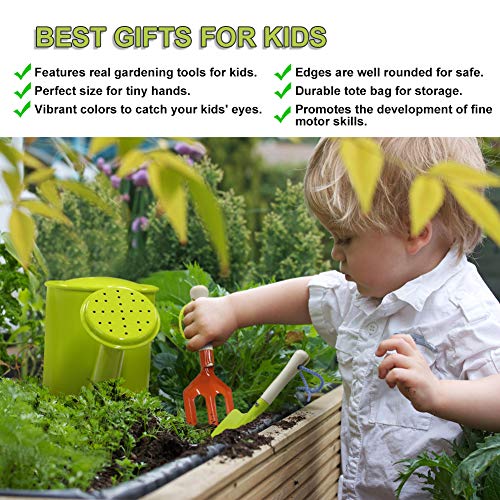 QINGFANGLI Kids Gardening Tool Set, 7pcs Garden Tools for Kids, Shovels, Watering Can, Gloves, Outdoor Beach Toys for Boys and Girls
