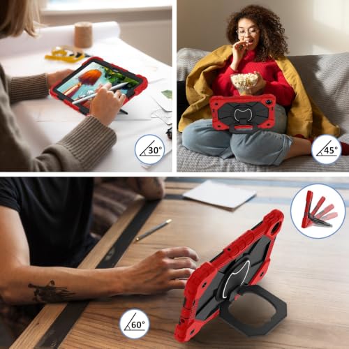 Funda Xiaomi Redmi Pad SE 9.7 con soporte giratorio 360 y triple capa roja 3