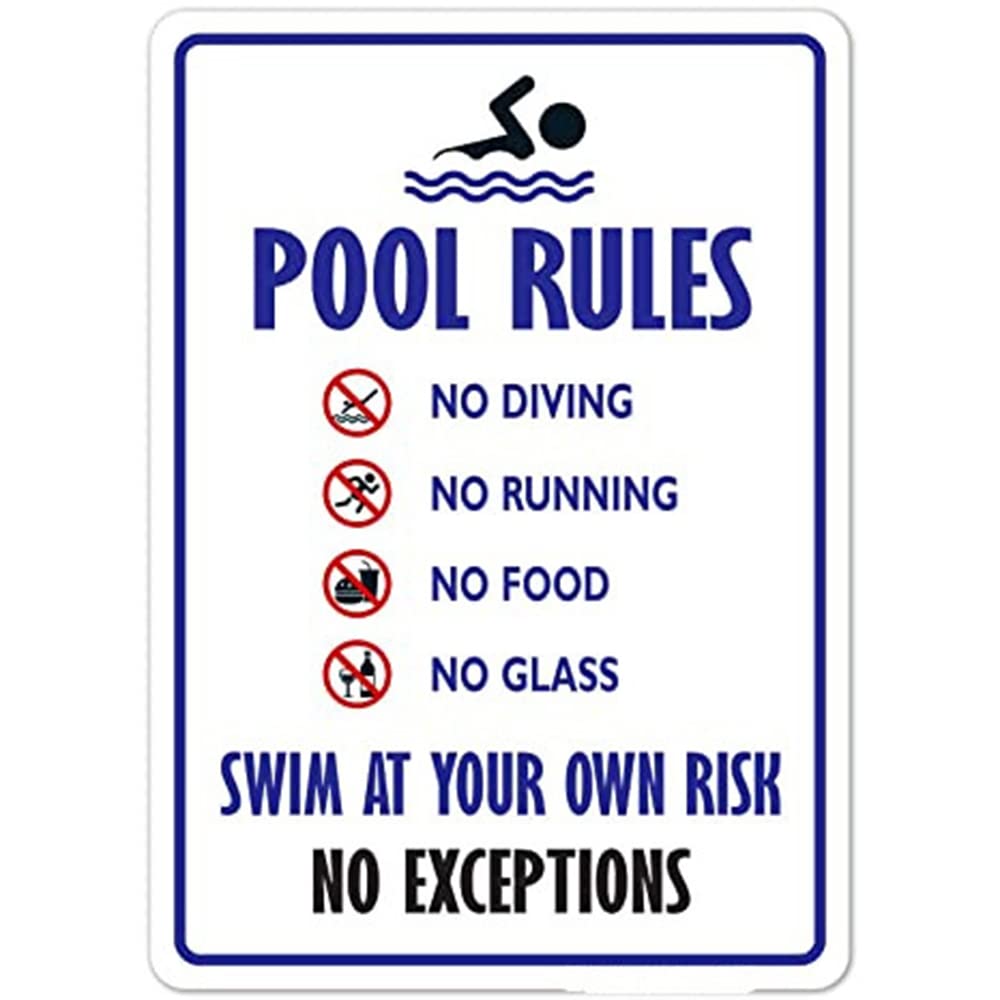 Swimming Pool Rules Signs, 20 x 30 cm Outdoor Decor Pool Sign