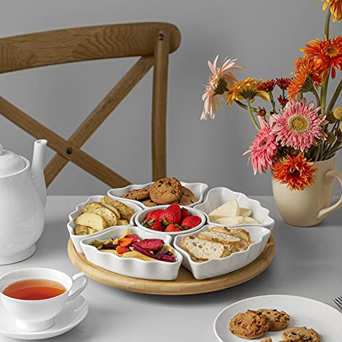 Dowan 360° Rotatable Serving Tray And Platters, 12 Inch Divided Serving Bowls For Party, Kitchen Decor, Removable Serving Dishes For Chips And Dip, Fruit thumb #5