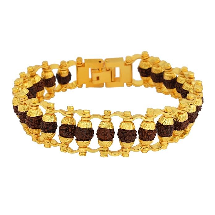 ishaSpirituals Original Natural Rudraksha Bracelet with Gold Plated Cap for Men (B0CX96BMN1) Amazon Price History, Amazon Price Tracker